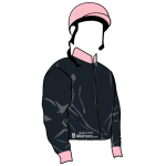 NEGRO CUELLO ROSA, MANGAS NEGRAS PUÑOS ROSAS, CASCO ROSA