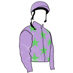 MALVA CON ESTRELLAS EN VERDE, MANGAS MALVA, CASCO MALVA