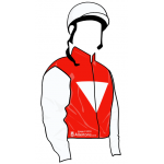 ROJA CON TRIANGULO BLANCO, MANGAS BLANCAS , GORRA BLANCA