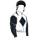 BLANCA CON ROMBO NEGRO, MANGAS NEGRAS, CASCO NEGRO