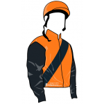 NARANJA CON BANDA NEGRA, MANGAS NEGRA, GORRA NARANJA