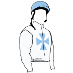 BLANCA CON CRUZ AZUL CIELO , MANGAS BLANCAS CASCO AZUL CIELO