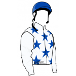 BLANCA CON ESTRELLAS AZULES, MANGAS BLANCAS,CASCO AZUL